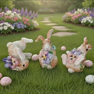 Vintage Fitz And Floyd Tumbling Bunnies Figurines